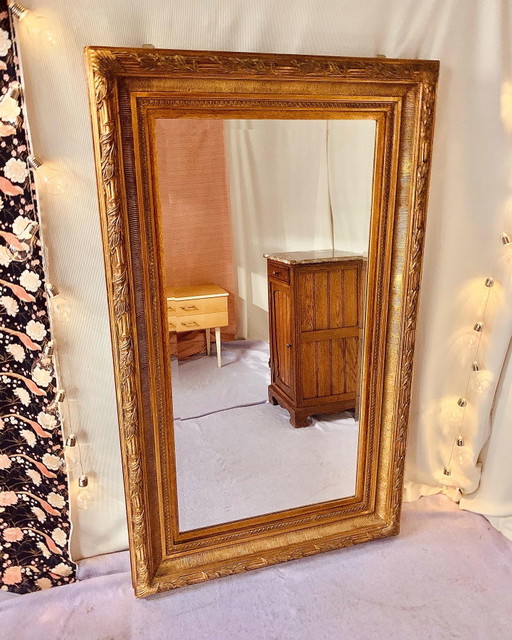 Großer antiker Spiegel aus facettiertem Glas