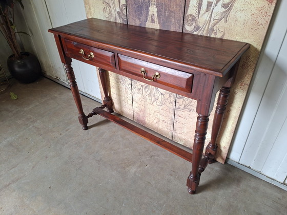 Klassieke Engelse sidetable, haltafel, wandconsole afm. 105x34cm en 80cm hoog. – Wood (photo 2 of 5)