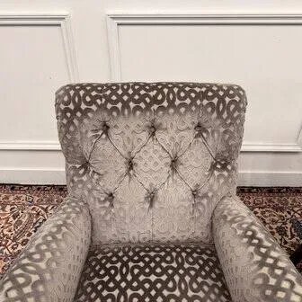 Set Chesterfield Sessel Samt gemustert grau (Foto 7 von 20)