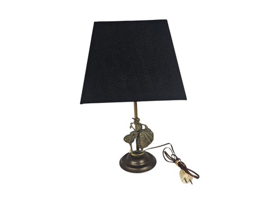 Image 1 of Lampe de table vintage - laiton - style Hollywood Regency - « Dame à la crinoline » années 1940