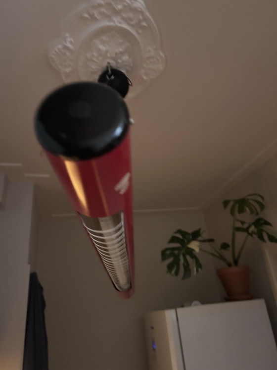 Image 1 of Zeldzame Space Age Hanglamp in Dieprood – Verstelbaar Design uit de Jaren 70