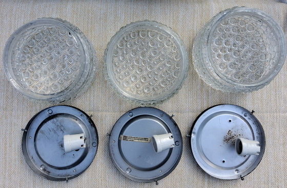 Image 1 of Vintage cut bubble glass wall or ceiling lamp, German manufacturer 60s/70s