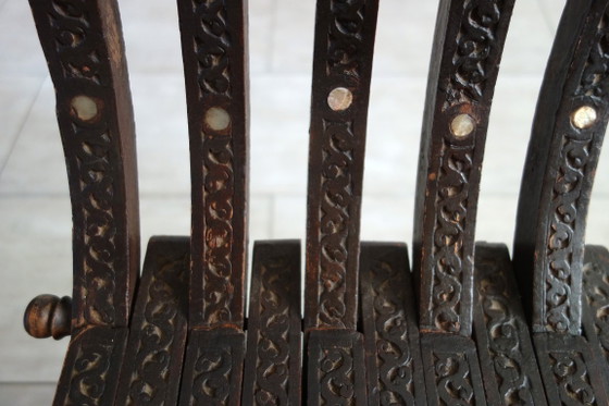 Sedia curule siriana noce e madreperla XIX secolo – Sedie da camera, Legno, Altro (photo 10 of 15)