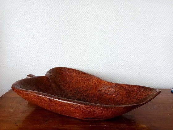 Image 1 of Große, brutalistische Holzschale, 65 cm