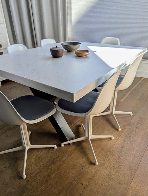 6 sedie Herman Miller La Fonda Eames bianche vintage