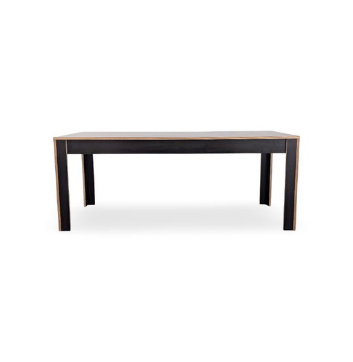 Designer dining table made from screen printing plates, custom-made by a carpenter