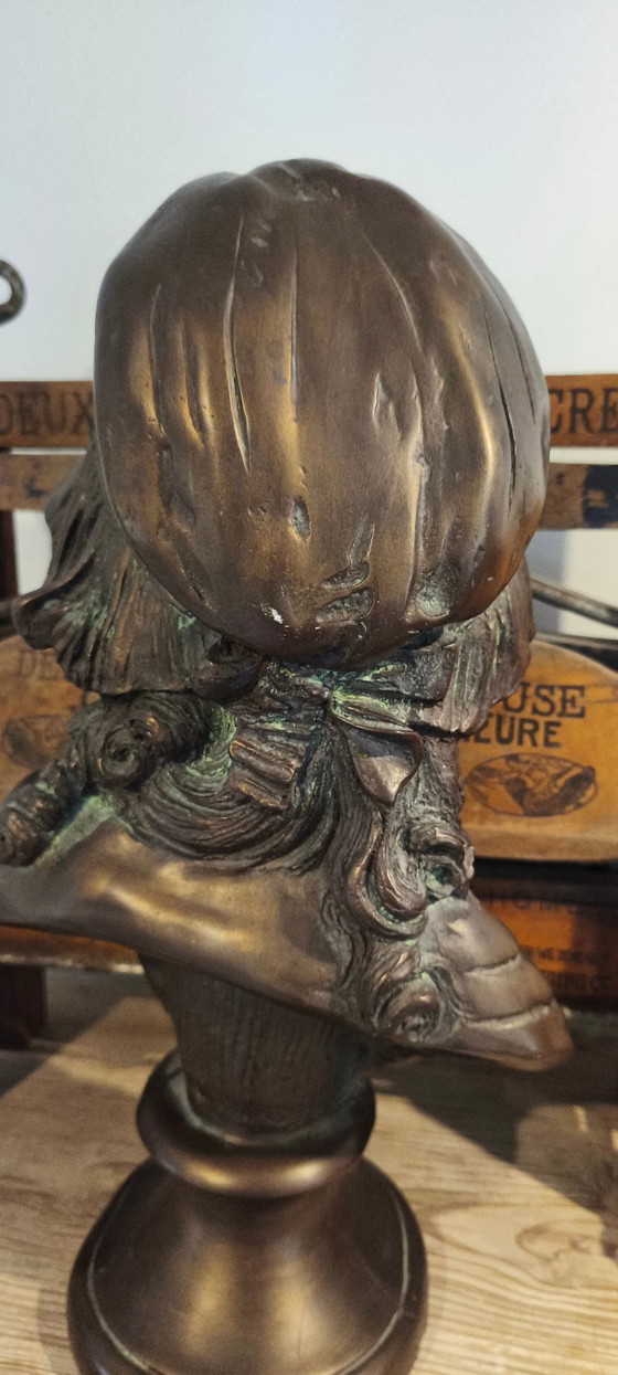 Image 1 of Old statue, Bust of a French girl, a peasant woman in a bonnet.