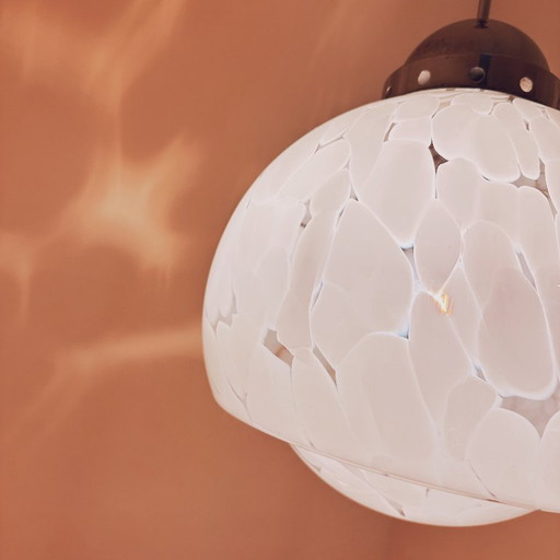 Carlo Nason per Mazzega, anni '70, vetro di Murano bianco e trasparente, cromato - 1970