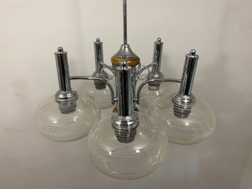 Lustre Sputnik vintage EMI Poljčane 5 lumières, années 1980