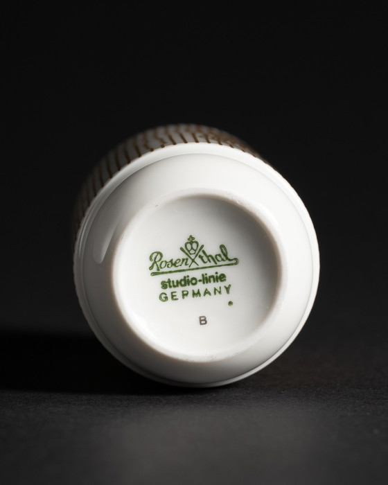 Image 1 of Rare 70s Victor Vasarely Manipur Design 24 K Gold Rosenthal porcelain vase 8 cm