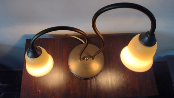 Image 1 of Handcrafted vintage table lamp - Jozé ten Have v.o.f. - with double arm and glass chalices