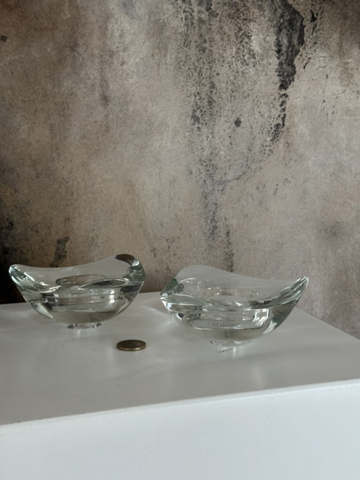 Ensemble de design danois, années 70, chandeliers, bougeoirs, verre, bougies coniques, porte-bougies chauffe-plat