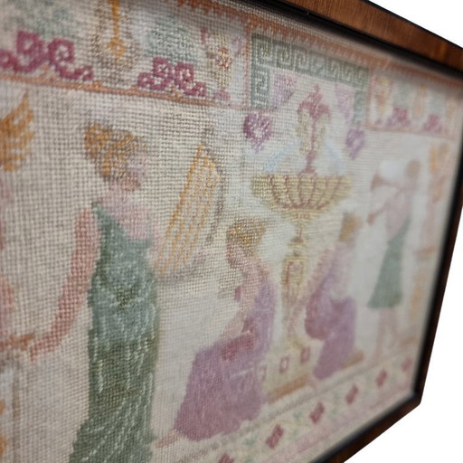 Antique framed classical embroidery, 19th century