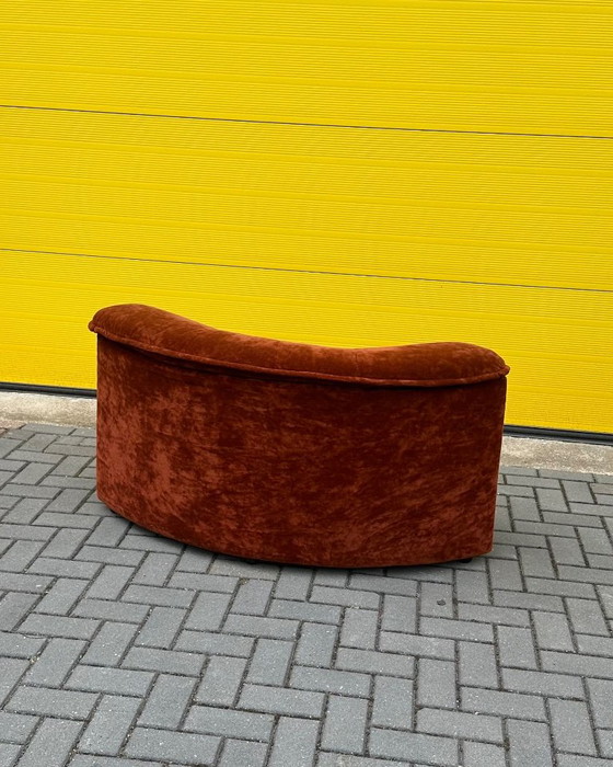 Fauteuil d'angle vintage en velours rouge-brun, Années 70 (photo 14 sur 20)