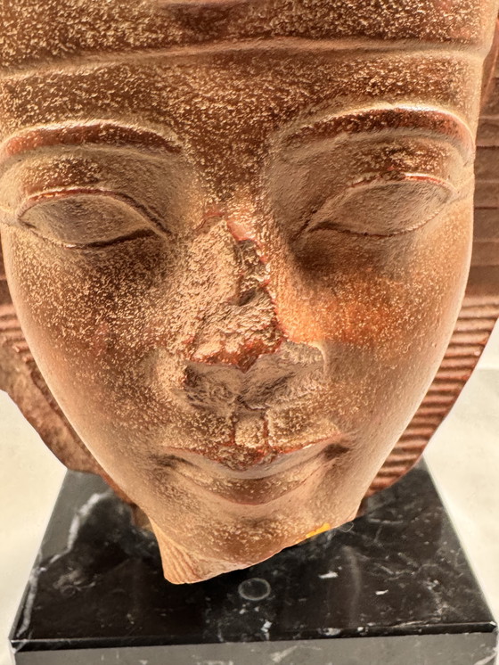 Image 1 of Reproduction du Louvre - Tête du roi Amenhotep II - sur socle en marbre