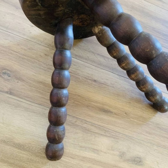 Vintage spool-leg stool – Wood (photo 11 of 13)
