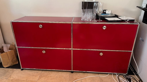 USM Haller original – Meuble de rangement design 4 portes – Rouge rubis
