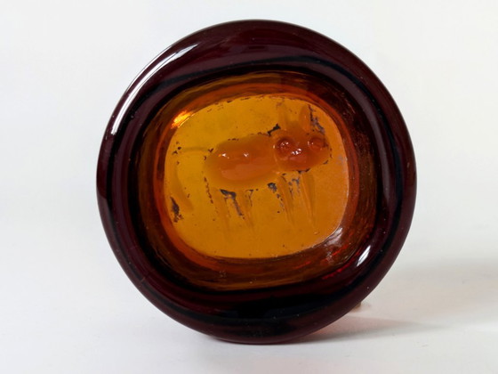 Image 1 of Erik Hoglund Kosta Plato de Cristal | Decoración Gato Ámbar | Midcentury Escandinavo