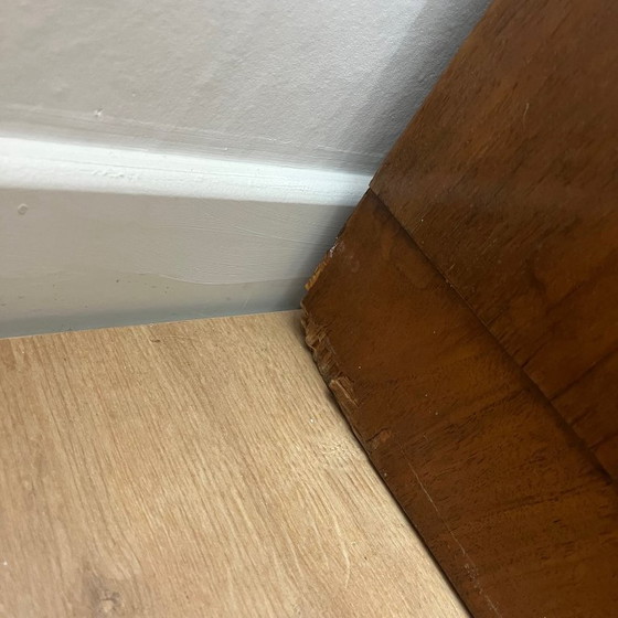 Image 1 of Rara cómoda alta / cómoda en nogal flameado art deco, 1930/1940