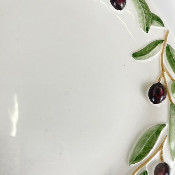 Image 1 of Plat rond en faïence « olive », Deruta, Tiriduzzi, Italie