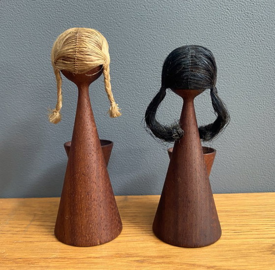 Image 1 of 2 statuette in teak di peperone e sale da tavola 1960