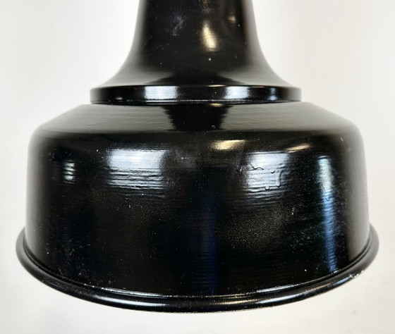 Image 1 of Industrial Black Pendant Factory Lamp with Cast Iron Top, 1970s