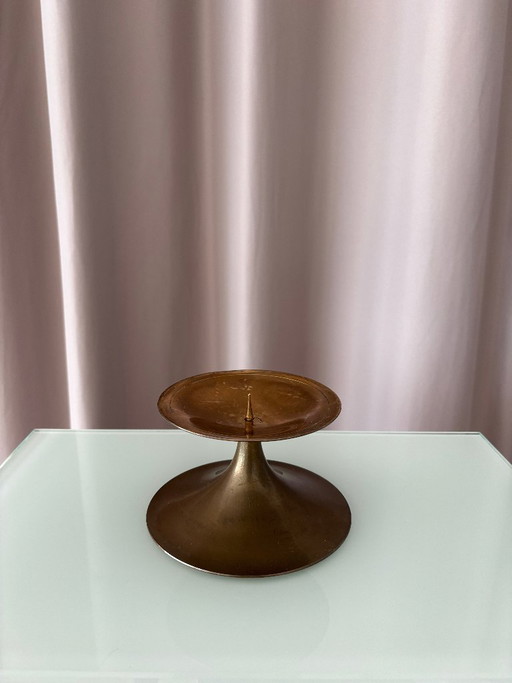 Vintage Brass Pedestal Candle Holder – Sculptural Mid-Century Design
