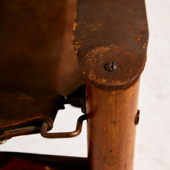 MK10957 Hongaarse kalfslederen loungestoel, Fauteuils, Metaal, Leer, Bruin, Vintage (foto 5 van 26)