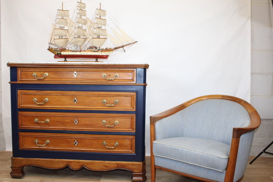 Image 1 of CASSETTIERA IN ROVERE CON PIANO IN MARMO GRIGIO XIX SECOLO FRANCIA