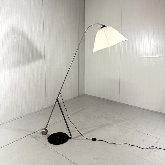 Image 1 of Fishing Rod Floor Lamp with Umbrella Lampshade 1970-80's