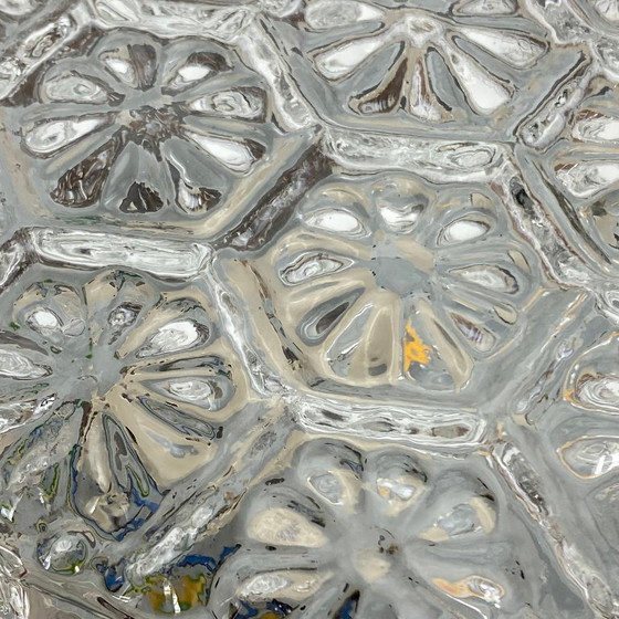 Lampada da parete/soffitto rotonda in vetro con piccoli fiori, stile vintage anni '70-'80. – Plafoniere, Glass (photo 6 of 9)
