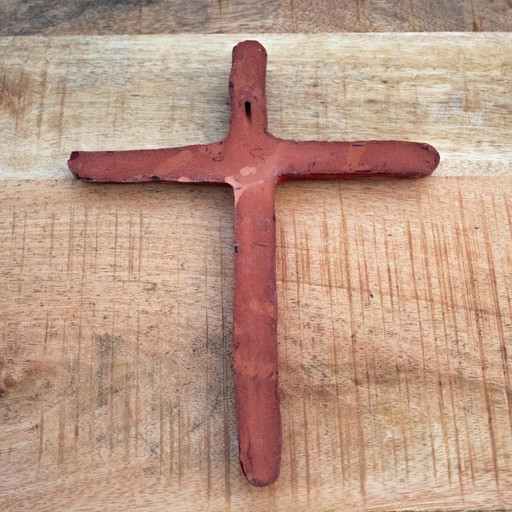 Crucifijo de cerámica abstracto de estilo moderno de mediados de siglo, de época.