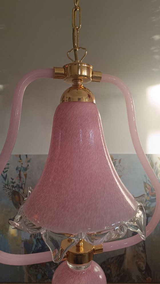Image 1 of Murano Lampadario Colore Rosa-Seta Arte Veneziana Collezione Lulù Sylcom (Fuori Produzione) Nuovo