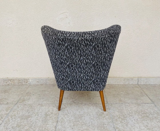 Image 1 of Vintage cocktailstoel in lichtgrijze stof, 1960