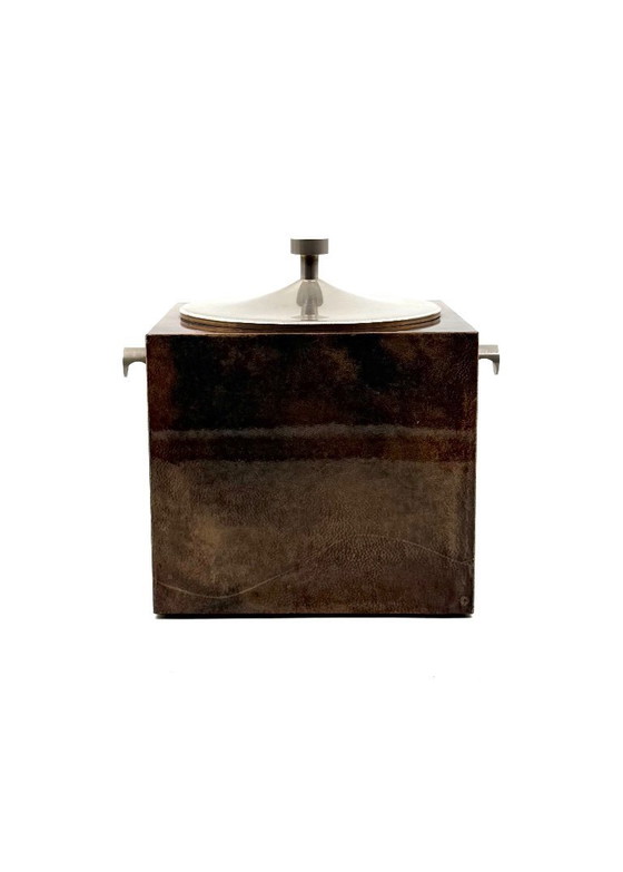 Image 1 of Mid-Century-Eiskübel aus braunem Pergament, Aldo Tura Italien 1950er Jahre