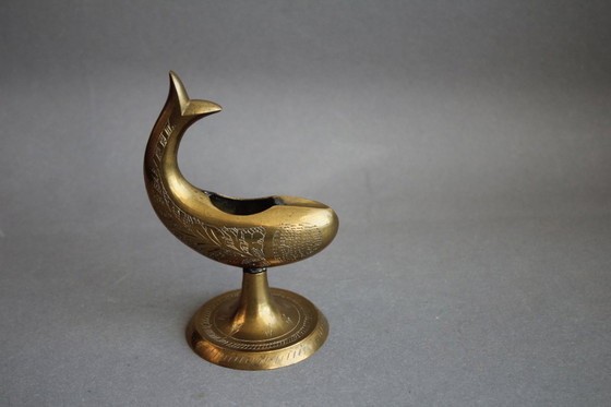 Image 1 of Brass Whale Small Vintage Ashtray