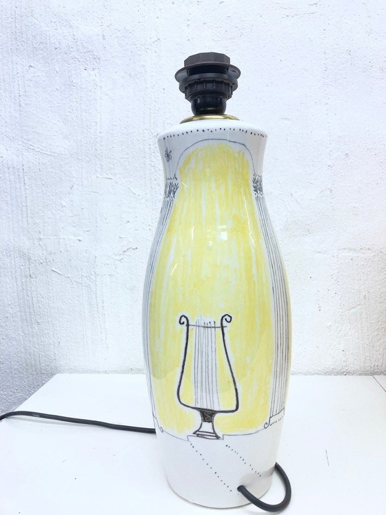Image 1 of Italiaanse keramieken tafellamp uit de jaren 50 ontwerp Milvia Quadrifoglio