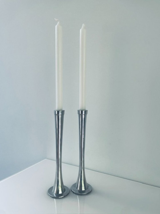 Image 1 of Set minimalistische metalen kandelaren - 27 cm hoog