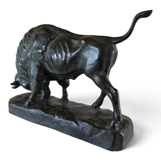 Bull Sculpture in Ceramic by EJM, Germany, 1930, Green, Klassiek (photo 11 of 13)