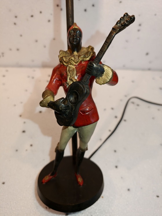 Vintage Blackamoor brass Harlequin Lamp 1920s-1930s, Table lamps, Metal, Bronze, Multi Color, Figuratief (photo 2 of 9)