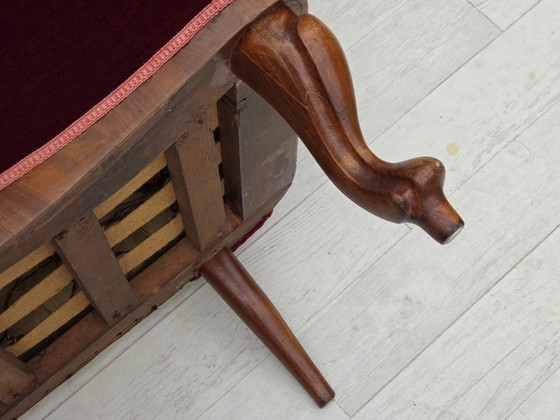 Image 1 of 1920-30s, Danish 2-seater sofa, furniture velour, ash wood, reupholstered.