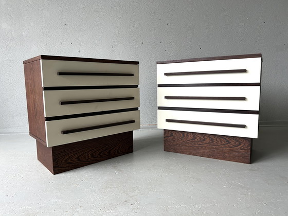 Image 1 of Set da comodino vintage - metà secolo - wengé