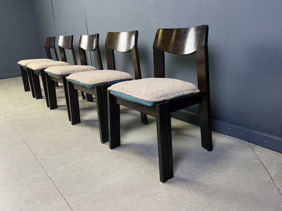Image 1 of Satz von 5 brutalistischen Esszimmerstühlen, 1970er Jahre