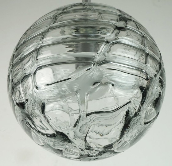 Image 1 of nr. 1 van 2 - elegante mid century hanglamp doria-leuchten helder en rookgrijs glas en metaal 60s 70s hanglamp