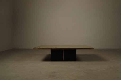 Mesa de centro de latón grabado de Christian Heckscher, Bélgica, década de 1970.