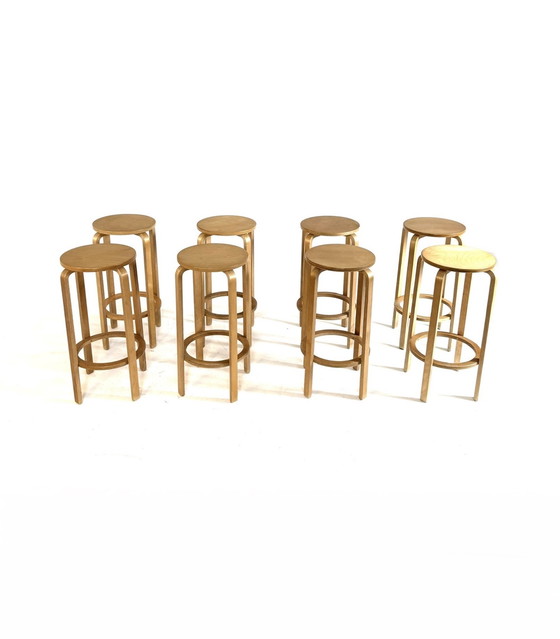 Image 1 of 8x tabouret de bar vintage en contreplaqué, style Alvar Aalto '80s