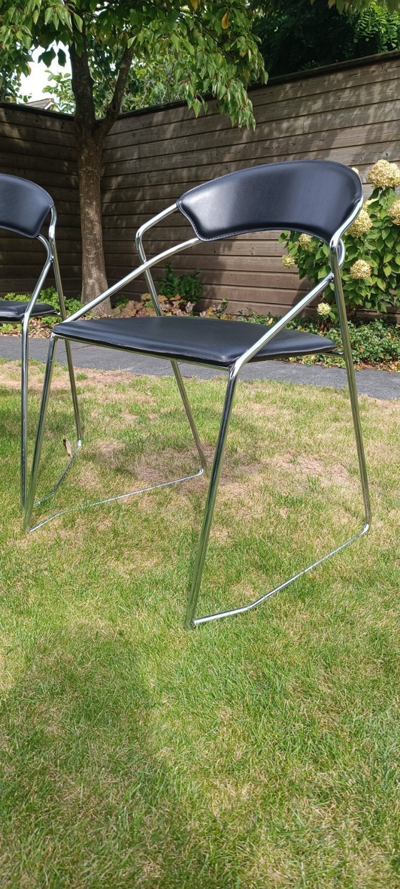 Image 1 of 4x Post moderner Draht-Edelstahl-Esszimmerstuhl