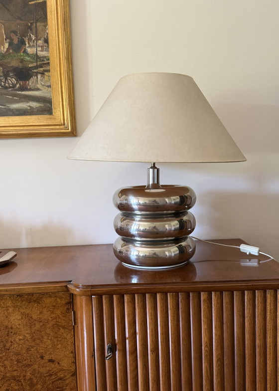 Image 1 of Verchromter Hollywood-Regency-Tischlampenfuß, Luci Milano Italien, 1970er Jahre