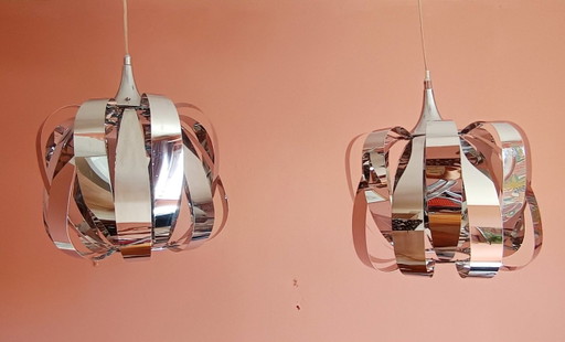 2x Pendelleuchten aus verchromtem Metall im Space-Age-Stil – hanglampen (photo 2 of 10)