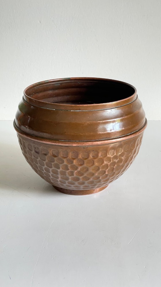 Image 1 of CACHE-POT par VILLEDIEU Cuivre à Patine Vintage